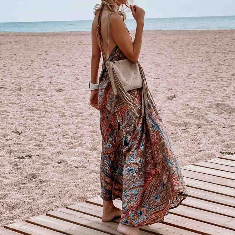 Vestido hippie sin espalda